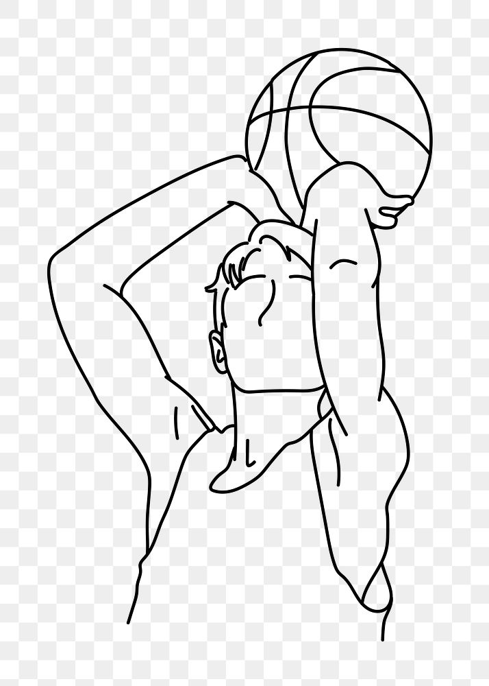 PNG shooting basketball doodle illustration, transparent background