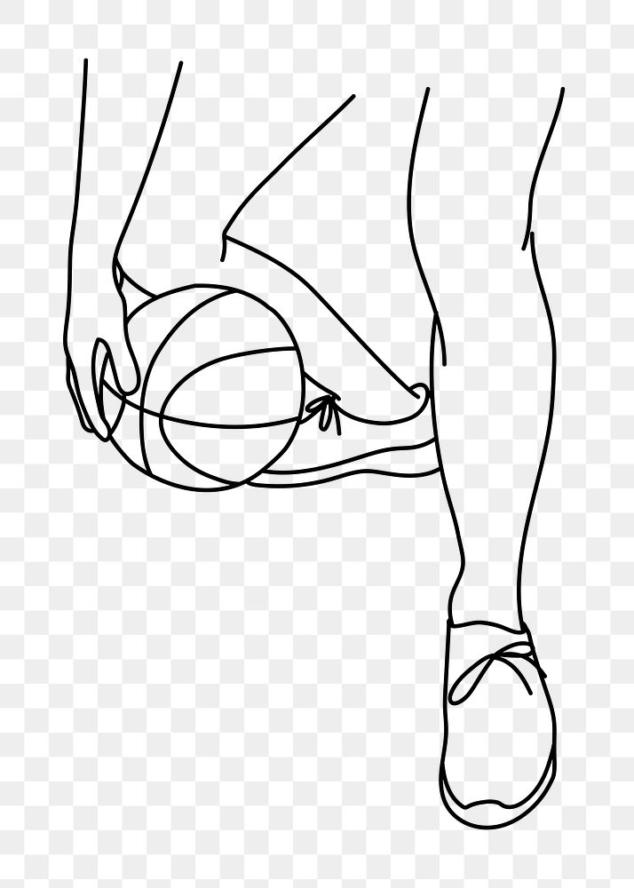 PNG dribbling basketball doodle illustration, transparent background