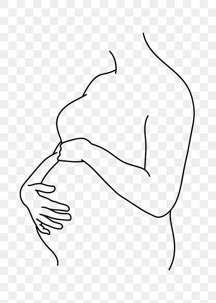 PNG pregnant person doodle illustration, transparent background