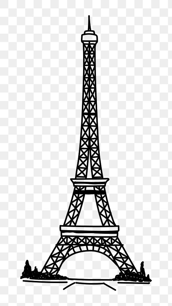 PNG Eiffel Tower Paris doodle illustration, transparent background
