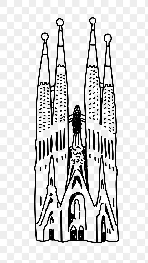 PNG La Sagrada Fam&iacute;lia Spain doodle illustration, transparent background