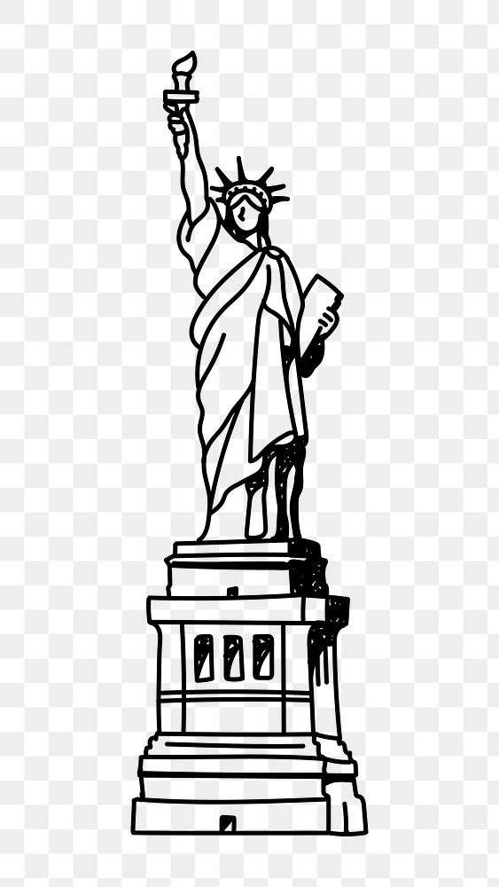 PNG Statue of Liberty USA doodle illustration, transparent background