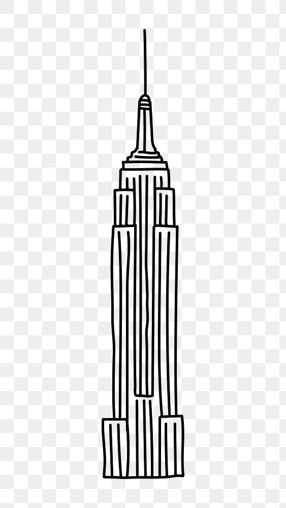 PNG Empire State Building USA doodle illustration, transparent background