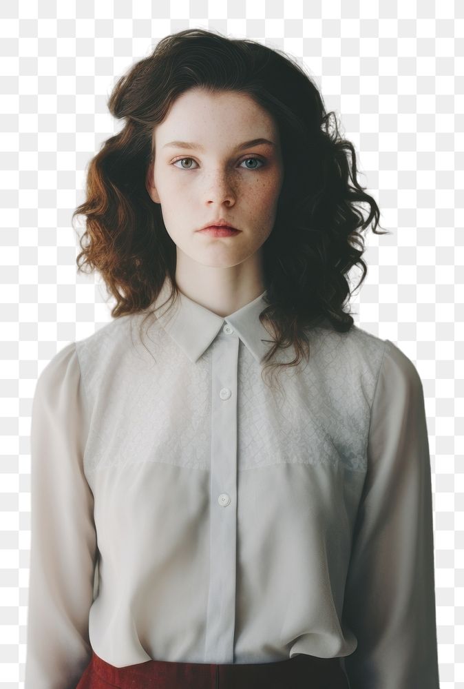 PNG Portrait sleeve blouse shirt. AI generated Image by rawpixel.