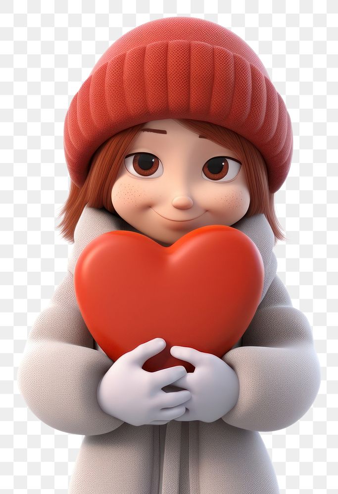 PNG Cartoon heart love doll. 