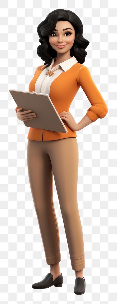 PNG Standing computer cartoon female. AI generated Image by rawpixel.