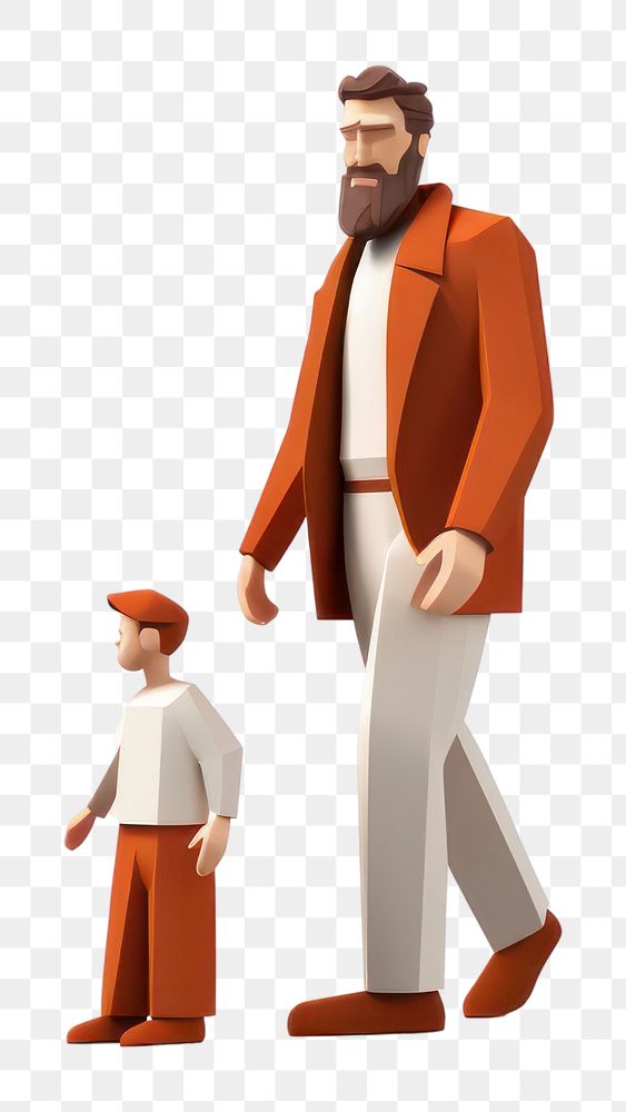 PNG Walking father adult child. 