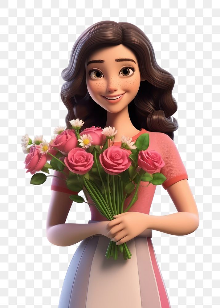 PNG Flower smiling cartoon adult. AI generated Image by rawpixel.