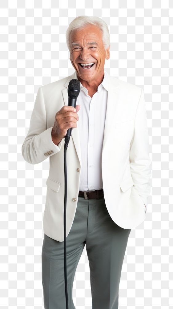 PNG Microphone smiling blazer adult. AI generated Image by rawpixel.mobile wallpaper