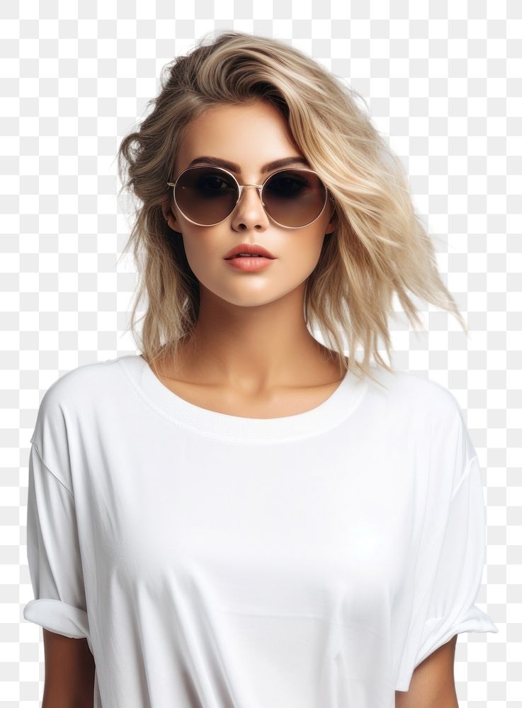 PNG Women wear sunglasses portrait t-shirt fashion. AI generated Image by rawpixel.