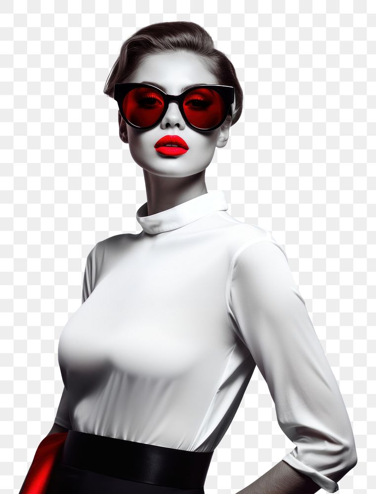 PNG Fashion model girl sunglasses portrait lipstick. 