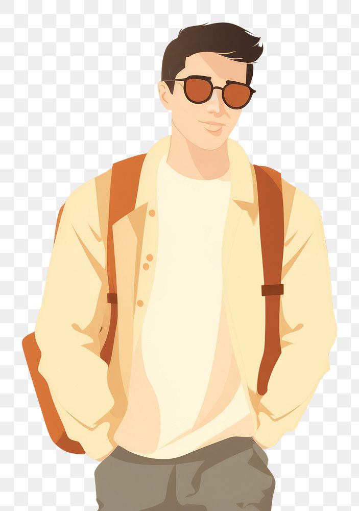 PNG College student man glasses cartoon adult. AI generated Image by rawpixel.