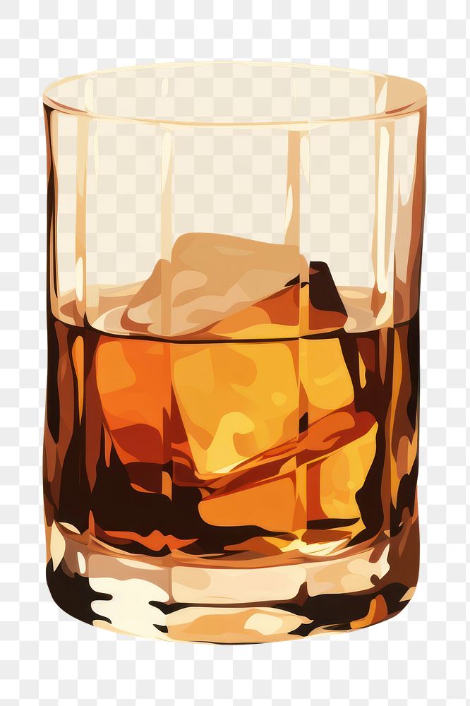 PNG Whiskey glass drink beverage whisky. AI generated Image by rawpixel.