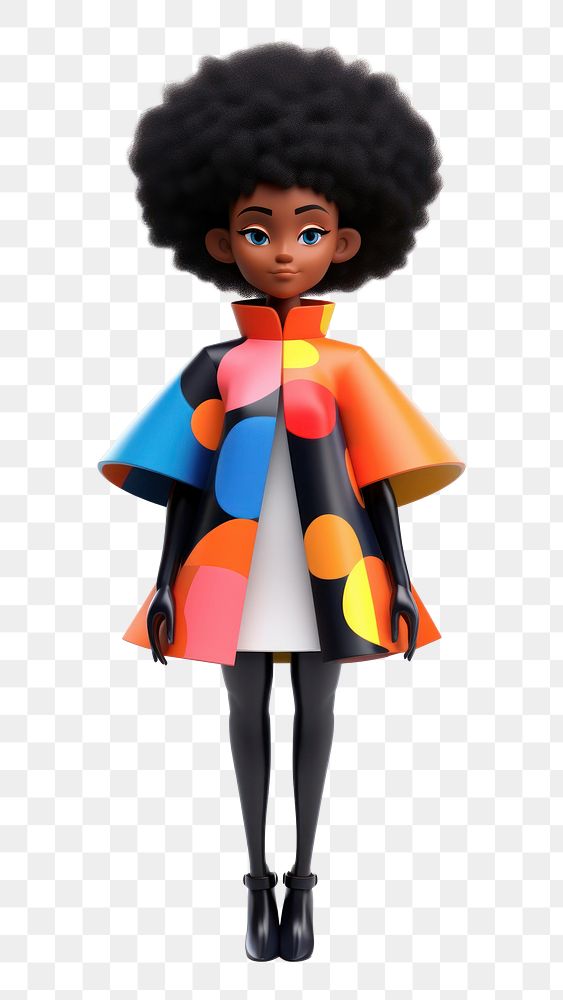 PNG Black woman fashion cartoon doll. AI generated Image by rawpixel.
