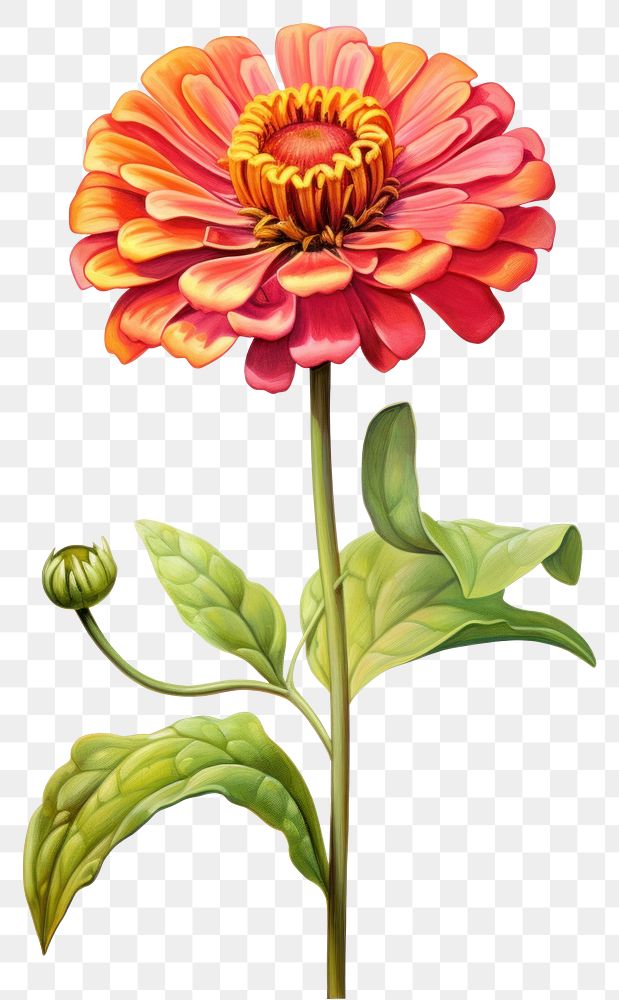 PNG Zinnia flower dahlia plant. AI generated Image by rawpixel.