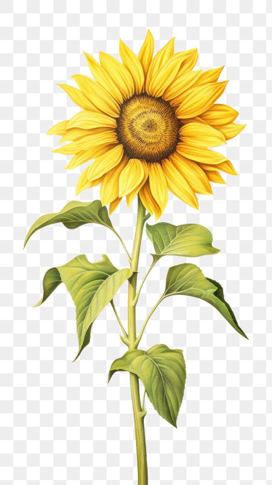 PNG Sun flower sunflower drawing plant. AI generated Image by rawpixel.