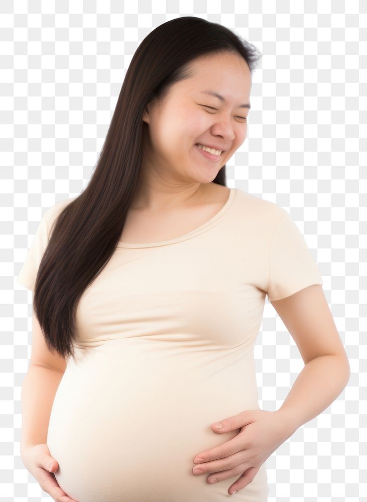PNG Asian pregnant woman adult happy white background. AI generated Image by rawpixel.