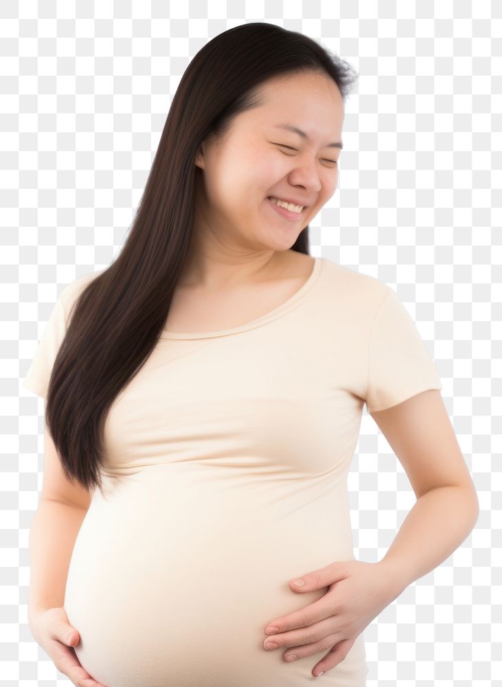 PNG Asian pregnant woman adult happy  