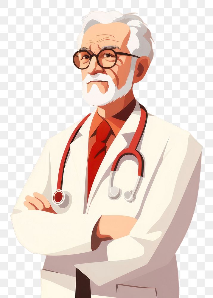 PNG Senior doctor portrait adult stethoscope. AI generated Image by rawpixel.