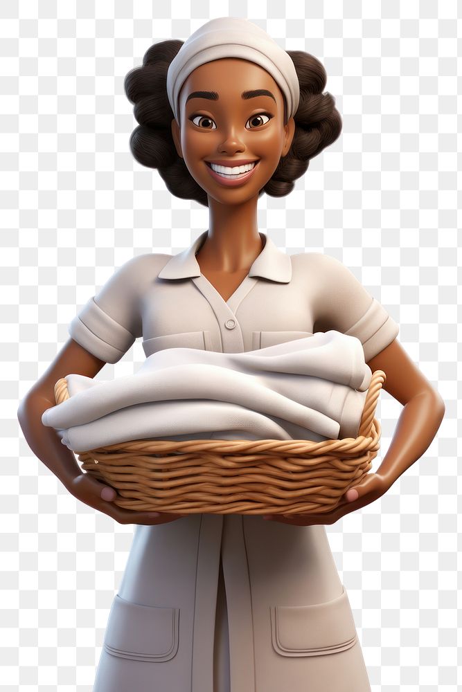 PNG Laundry worker basket smiling holding. AI generated Image by rawpixel.