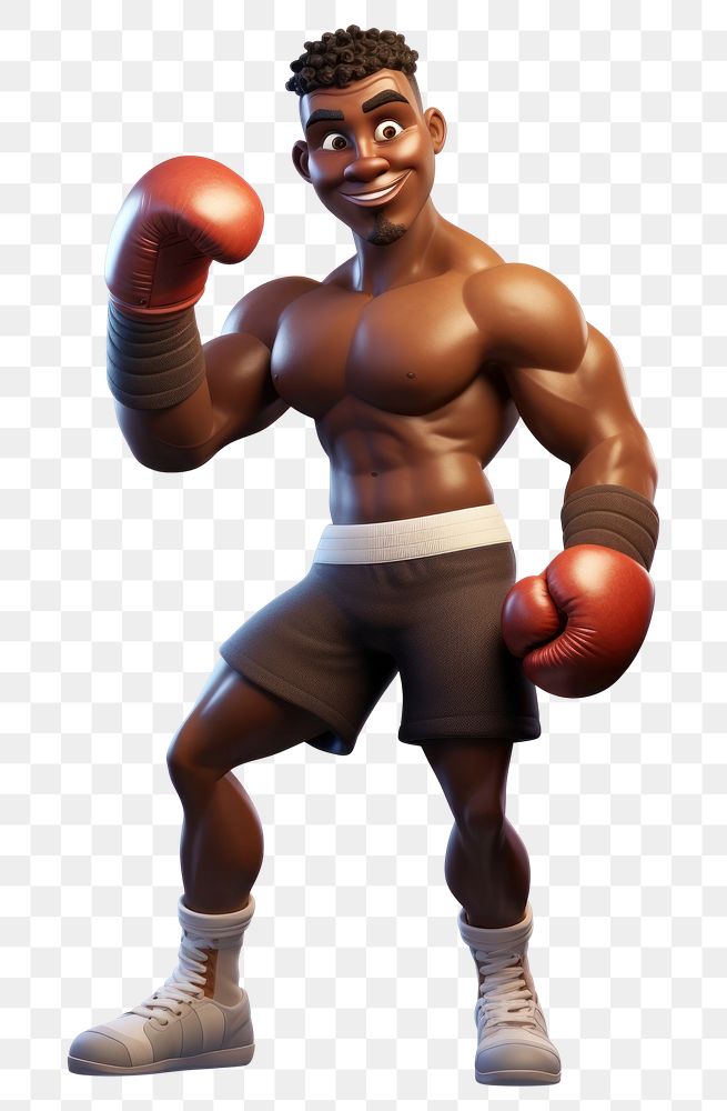 PNG Black man play boxing punching cartoon sports. AI generated Image by rawpixel.
