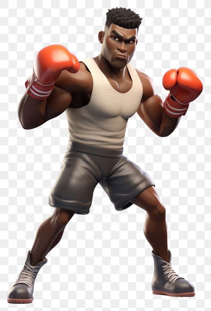 PNG  Black man play boxing punching cartoon sports. AI generated Image by rawpixel.