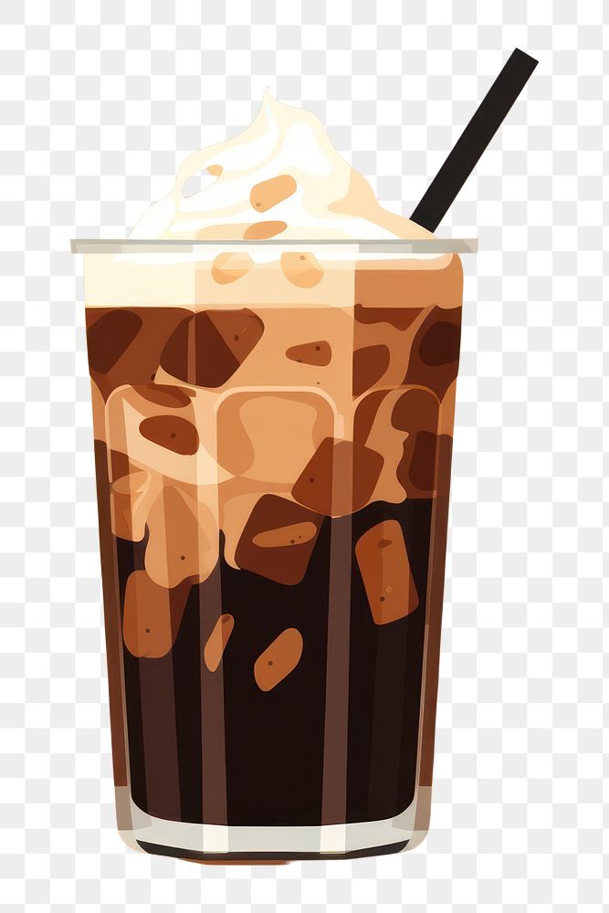 PNG  Iced latte coffee milkshake dessert drink. AI generated Image by rawpixel.
