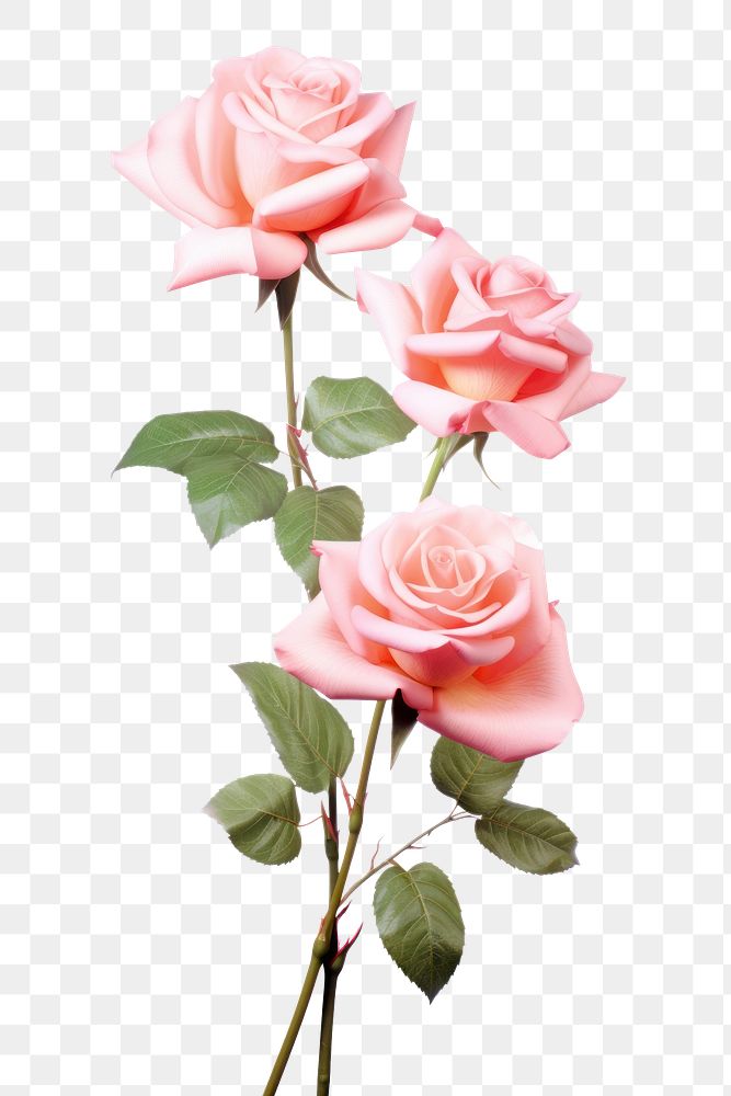 PNG Luxury pink roses flower plant white background. 