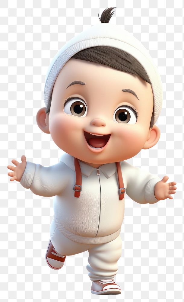 PNG Cute baby cartoon toy white background. 
