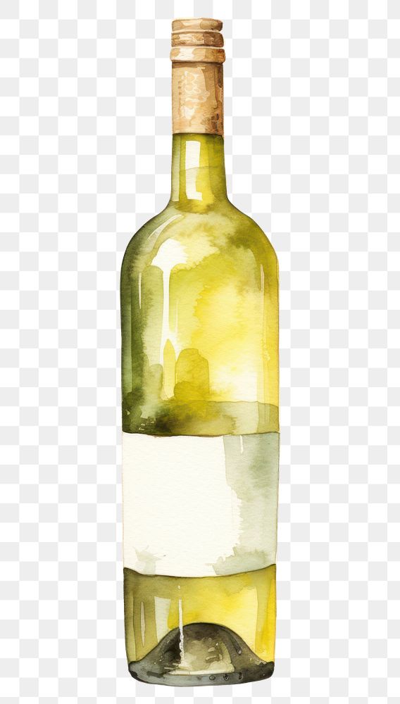 PNG White wine bottle glass drink white background. AI generated Image by rawpixel.