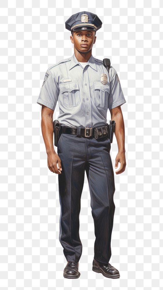 PNG African american policeman adult white background protection. AI generated Image by rawpixel.