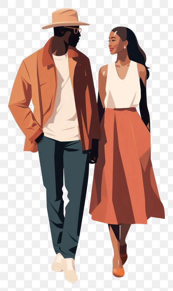PNG Couple walking adult white background. AI generated Image by rawpixel.