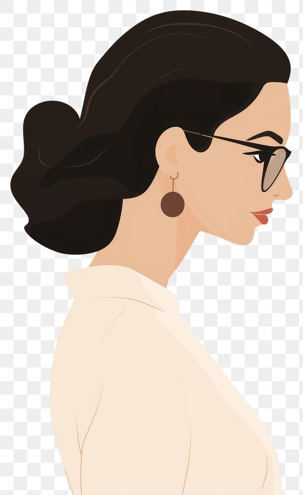 PNG  Woman teacher portrait earring jewelry. AI generated Image by rawpixel.