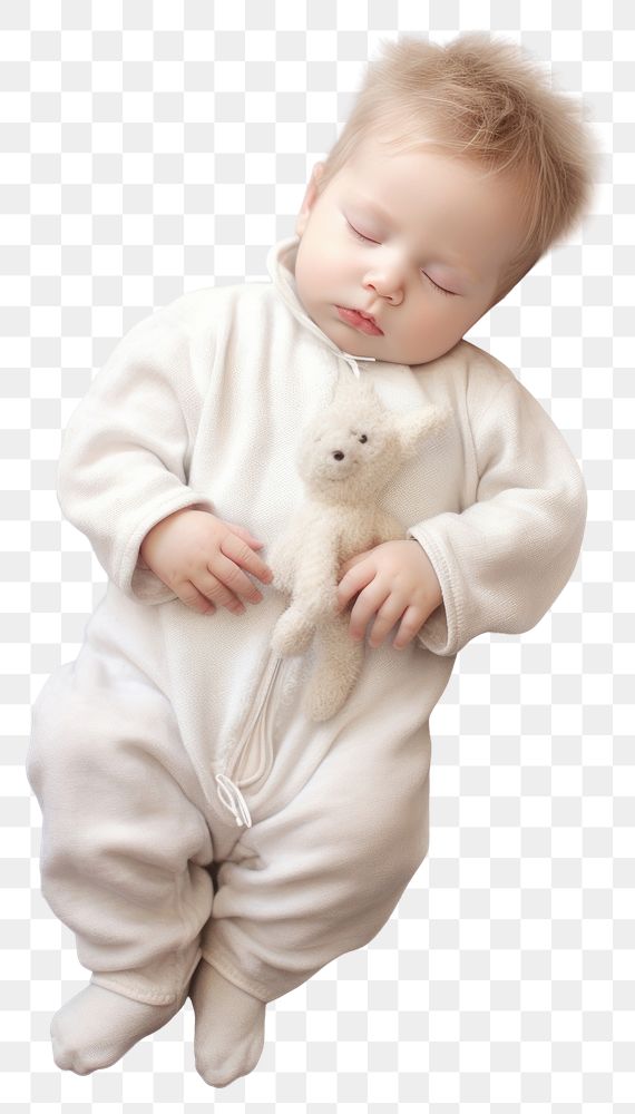 PNG Sleeping baby portrait white photo. AI generated Image by rawpixel.