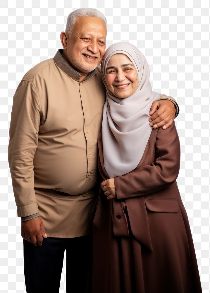 PNG Muslim couple portrait family photo. 