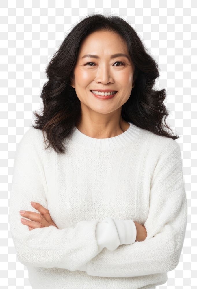 PNG Asian woman portrait sweater smiling. AI generated Image by rawpixel.