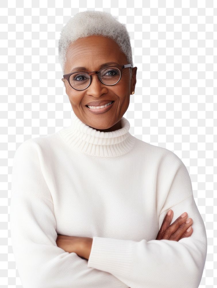 PNG African American woman portrait sweater smiling. AI generated Image by rawpixel.