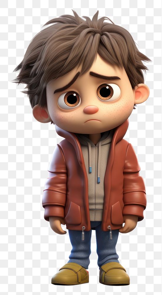 PNG Sad kid cartoon white background outerwear. 