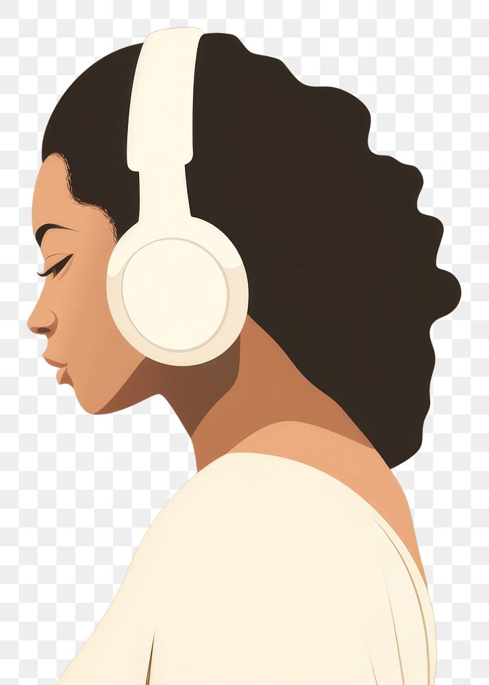 PNG Woman wearing headphones portrait headset adult. AI generated Image by rawpixel.