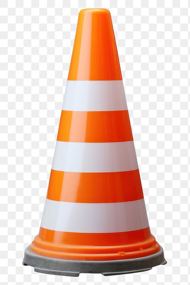 PNG Traffic cone white background protection barricade. AI generated Image by rawpixel.