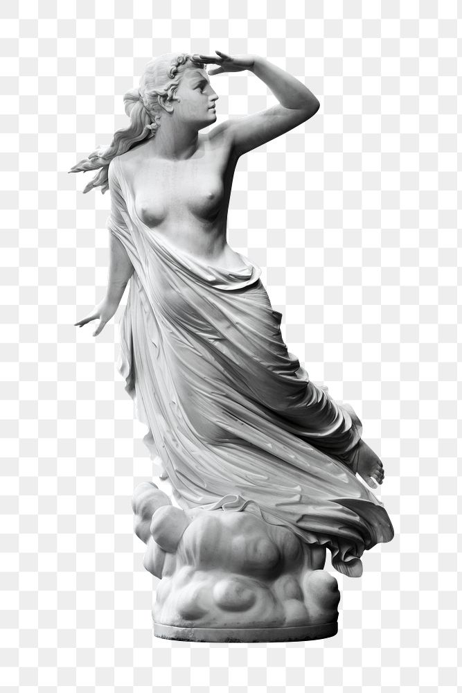 PNG The Lost Pleiad, vintage woman statue by Randolph Rogers, transparent background. Remixed by rawpixel.