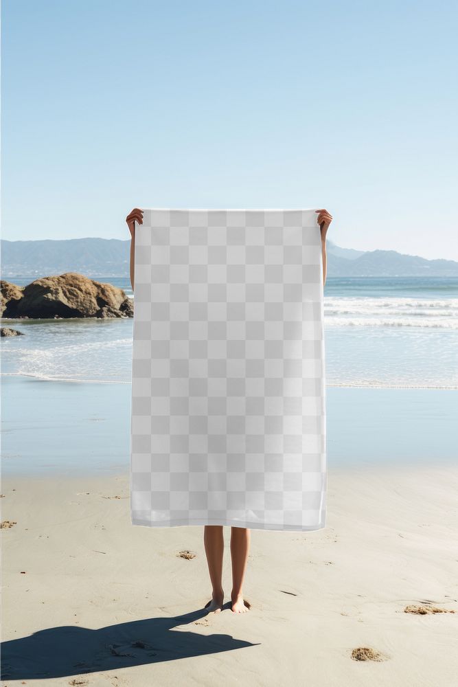 Beach towel png mockup, transparent design