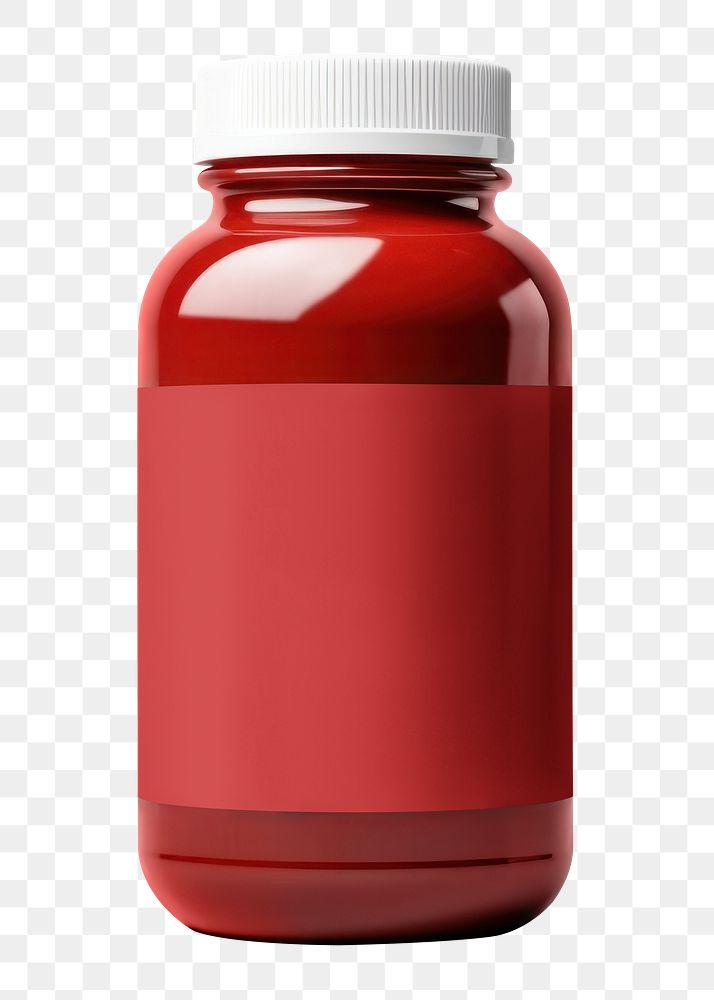 PNG red medicine pill bottle, design element, transparent background
