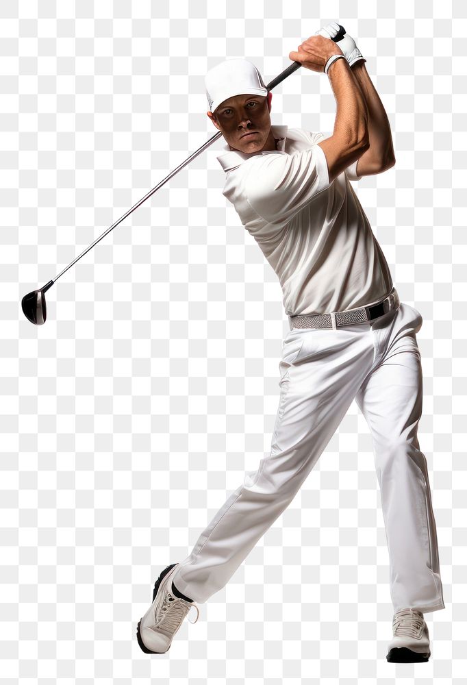 PNG Man golfer sports adult white background. AI generated Image by rawpixel.