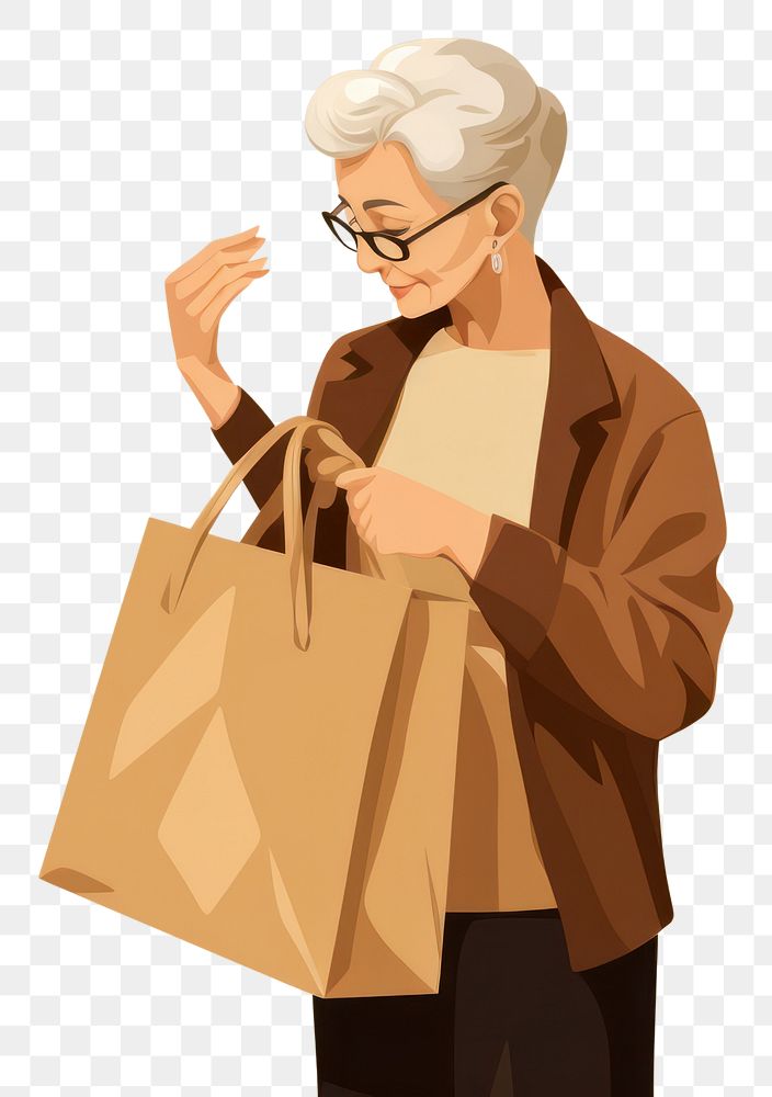 PNG Grandmother bag glasses holding. AI generated Image by rawpixel.