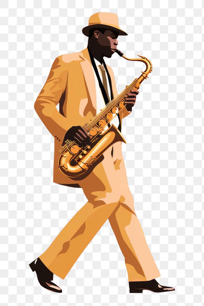 PNG African american Saxophonist saxophonist saxophone guitar. AI generated Image by rawpixel.