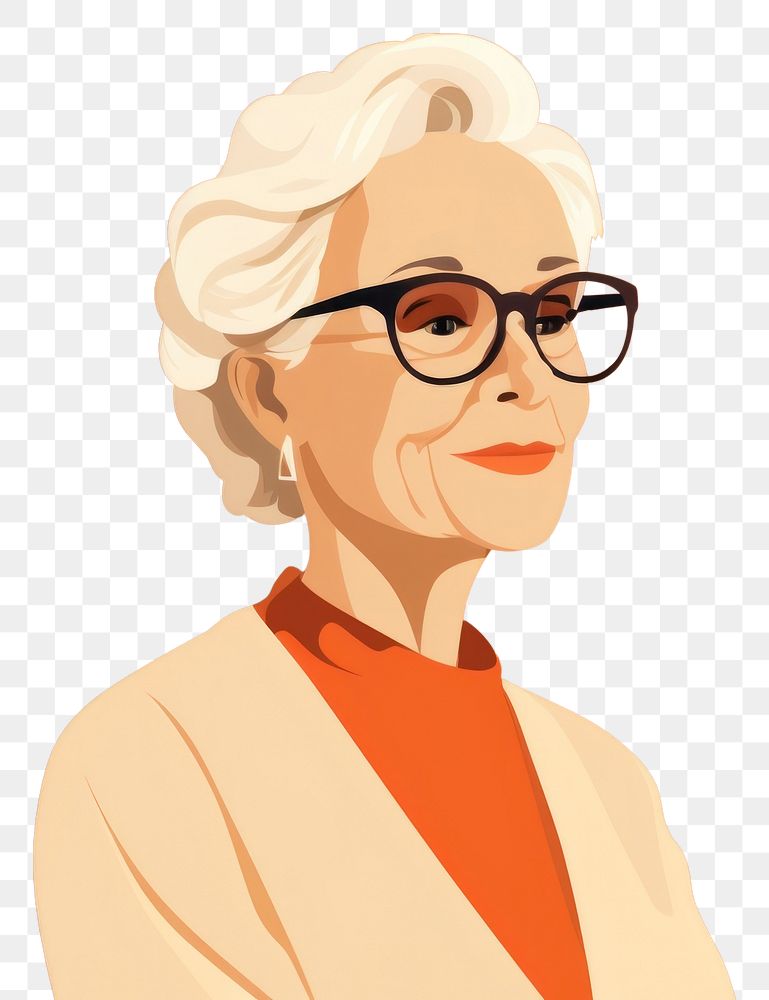 PNG Grandmother portrait glasses sketch. AI generated Image by rawpixel.