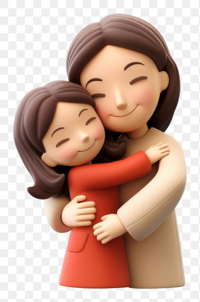 PNG Happy family figurine hugging cartoon. AI generated Image by rawpixel.