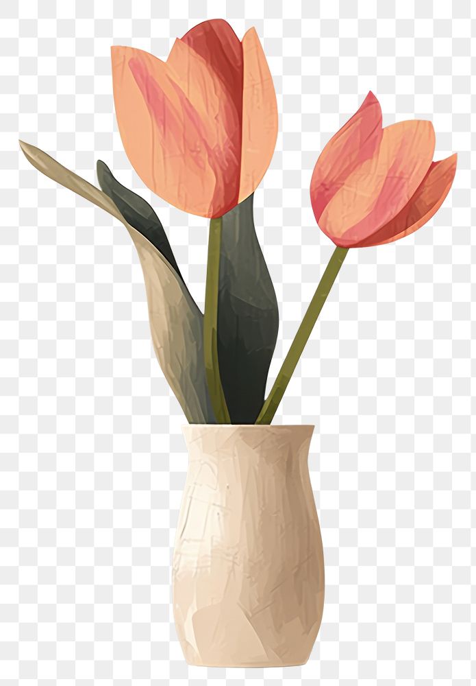 PNG Tulip vase art painting. AI generated Image by rawpixel.