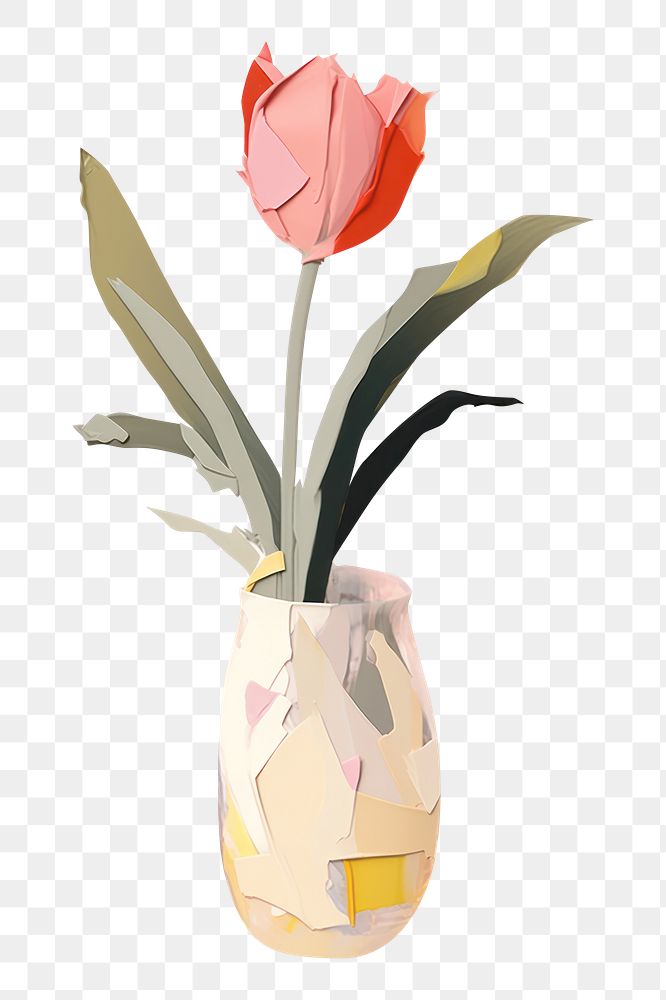PNG Tulip vase art painting. AI generated Image by rawpixel.